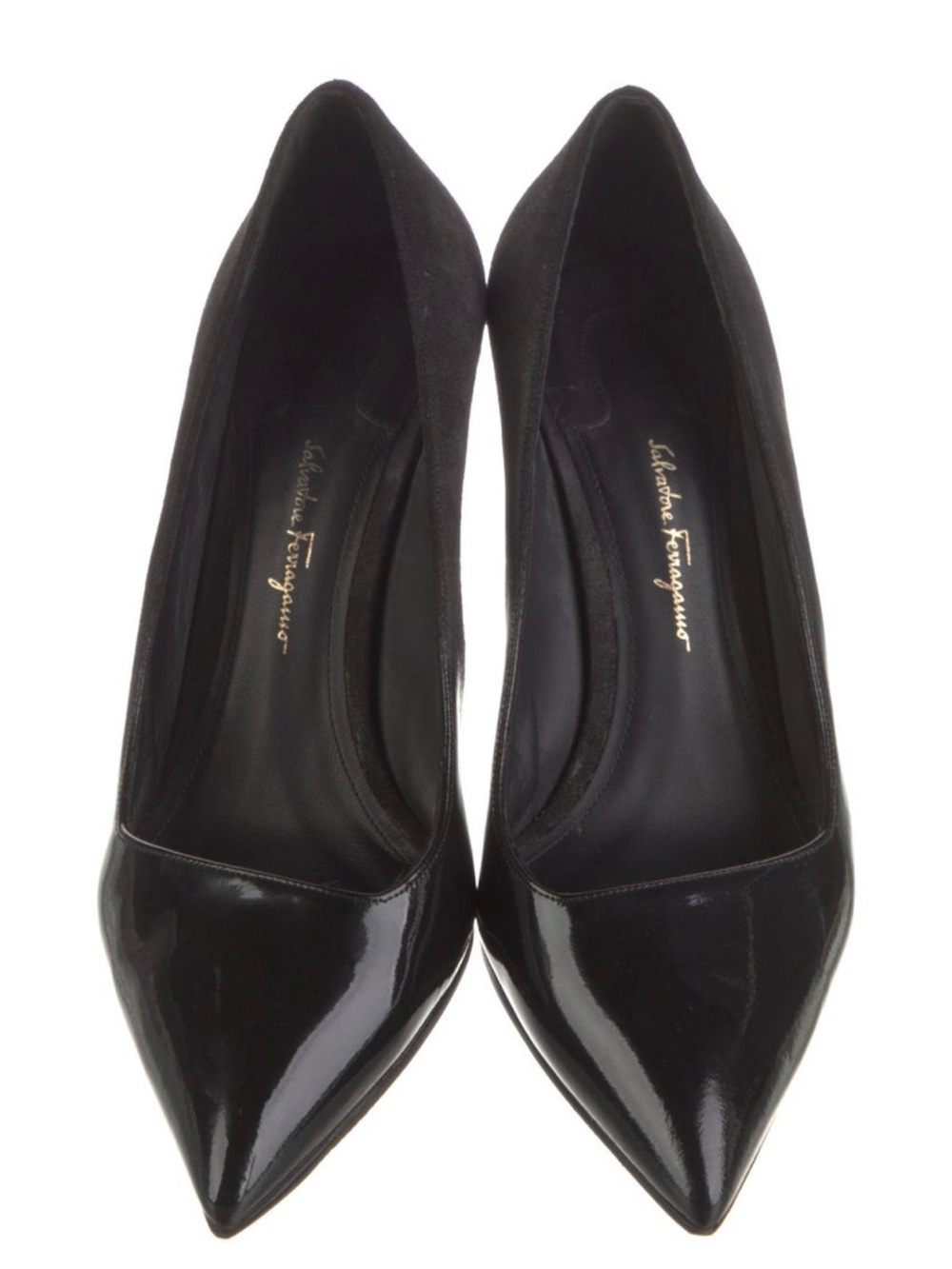 Salvatore Ferragamo Black Patent Pointed Pumps